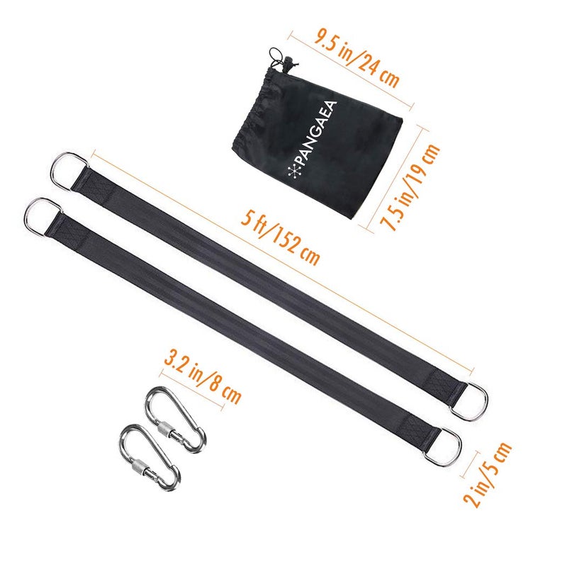 PANGAEA Tree Swing Hanging Straps Kit, Heavy Duty Holds 2200LBS 5FT Extra Long, with Safer Lock Snap Carabiners & Carry Pouch Bag - Image 4